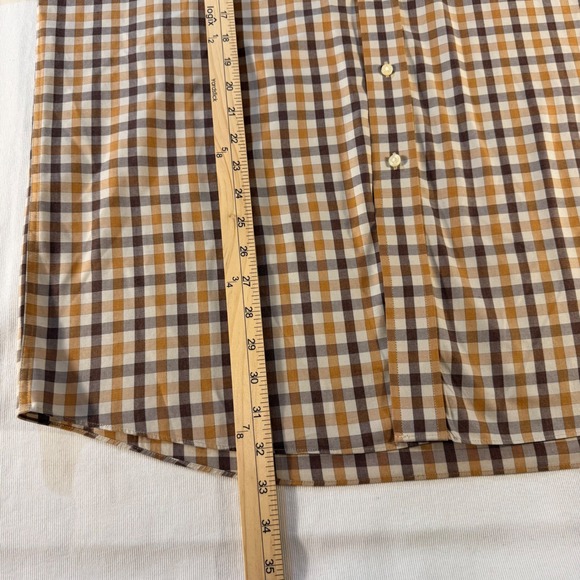 JOS A BANK Traveler's Gingham Check Button‎ Down Shirt Mens L Brown Tan White - Picture 3 of 14